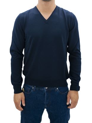Immagine di Maglia  Lana scollo V Blu