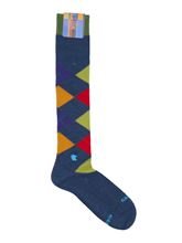 Immagine di Calza Cotone caldo rombi fondo blu