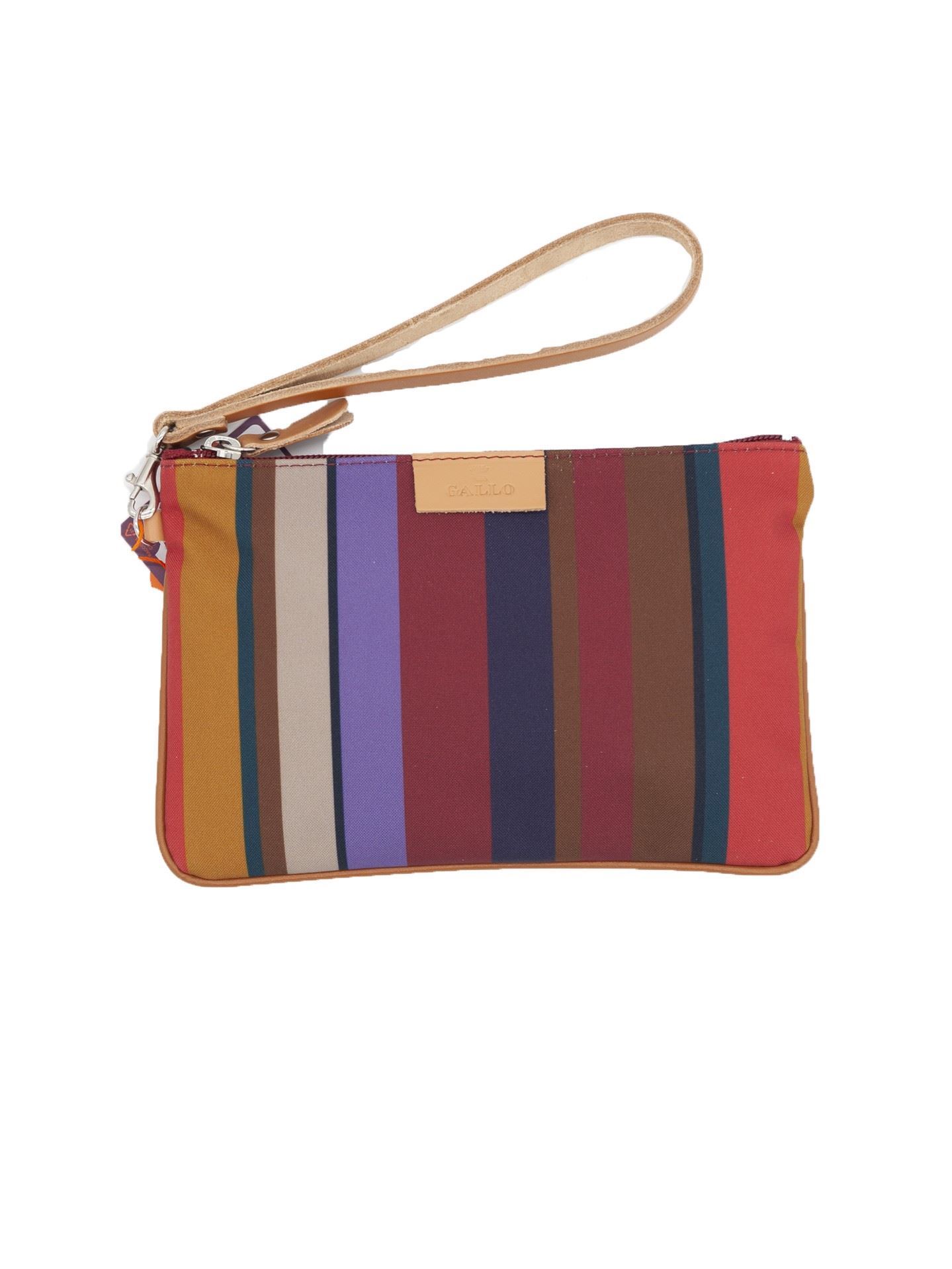 Picture of Striped clutch bag with brown background